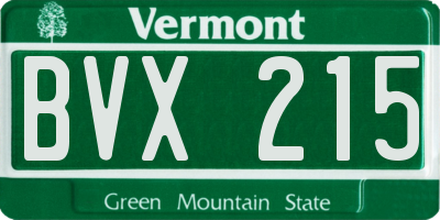 VT license plate BVX215