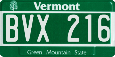 VT license plate BVX216