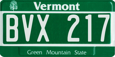 VT license plate BVX217