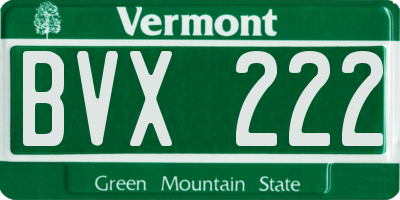 VT license plate BVX222