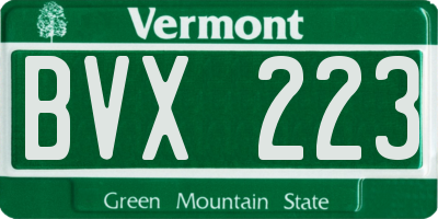 VT license plate BVX223
