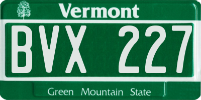 VT license plate BVX227
