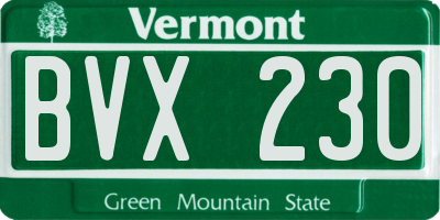 VT license plate BVX230
