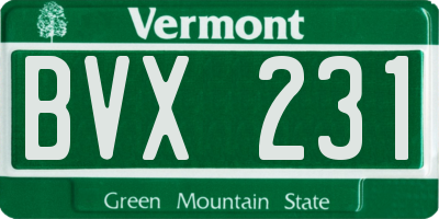 VT license plate BVX231
