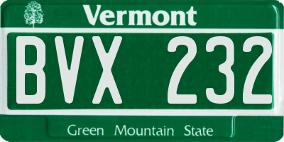 VT license plate BVX232