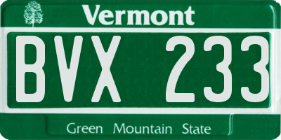 VT license plate BVX233