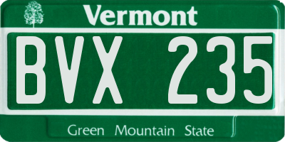 VT license plate BVX235