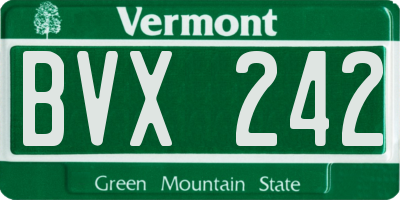 VT license plate BVX242