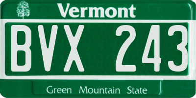 VT license plate BVX243