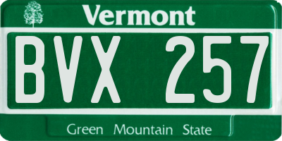 VT license plate BVX257