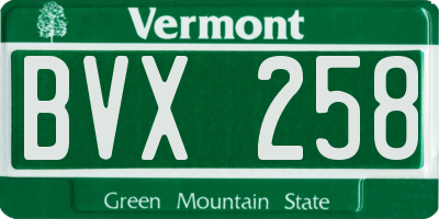 VT license plate BVX258