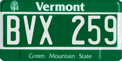 VT license plate BVX259