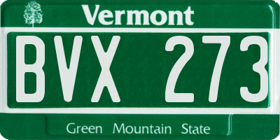 VT license plate BVX273