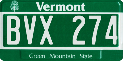 VT license plate BVX274