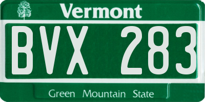 VT license plate BVX283