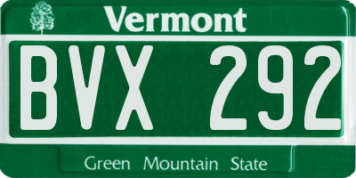 VT license plate BVX292