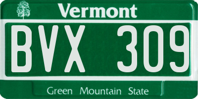 VT license plate BVX309