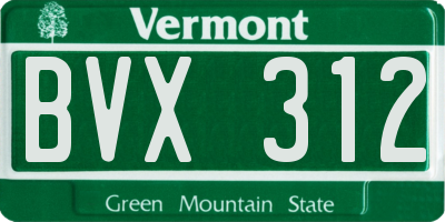 VT license plate BVX312