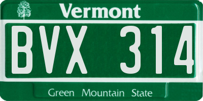 VT license plate BVX314