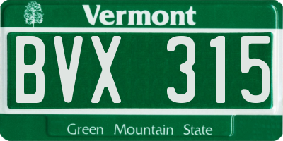 VT license plate BVX315