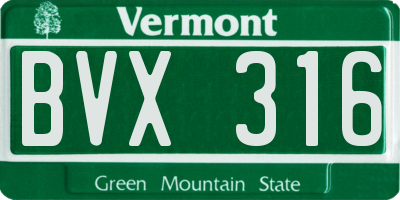 VT license plate BVX316