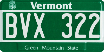 VT license plate BVX322
