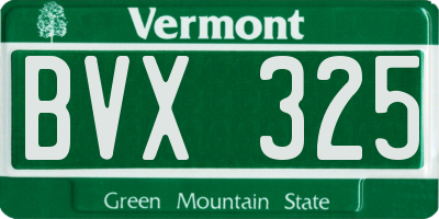 VT license plate BVX325