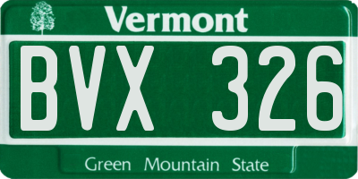 VT license plate BVX326