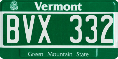 VT license plate BVX332