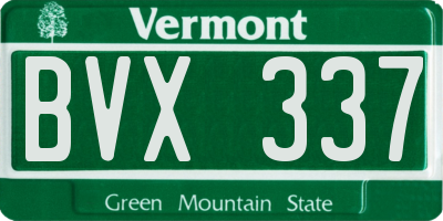 VT license plate BVX337