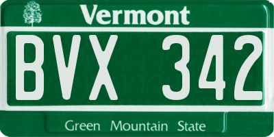 VT license plate BVX342