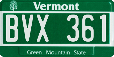 VT license plate BVX361