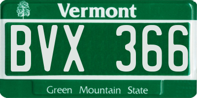 VT license plate BVX366