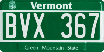 VT license plate BVX367