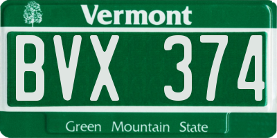 VT license plate BVX374
