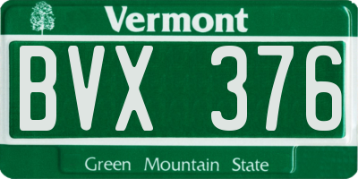 VT license plate BVX376