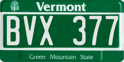VT license plate BVX377