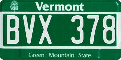 VT license plate BVX378