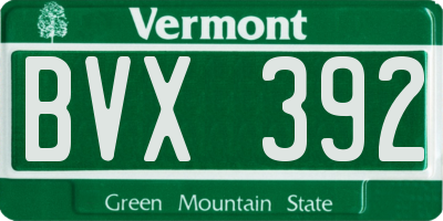 VT license plate BVX392