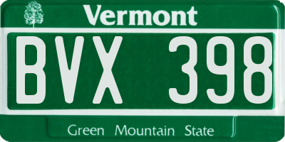 VT license plate BVX398