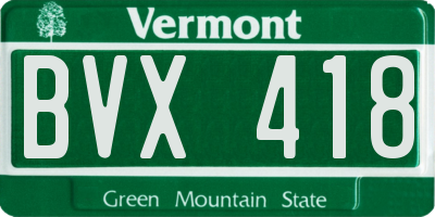 VT license plate BVX418