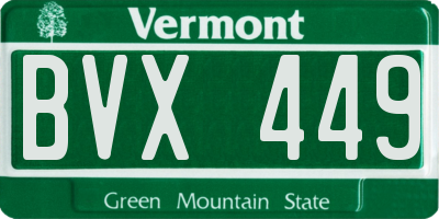 VT license plate BVX449