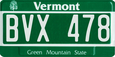 VT license plate BVX478