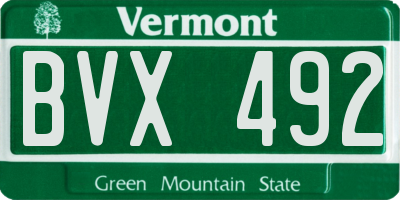 VT license plate BVX492