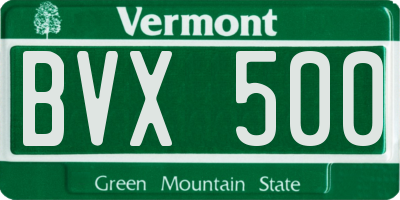 VT license plate BVX500