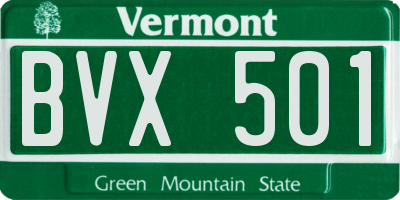 VT license plate BVX501