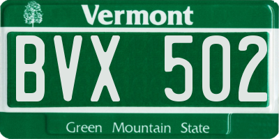 VT license plate BVX502