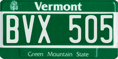 VT license plate BVX505