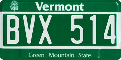 VT license plate BVX514