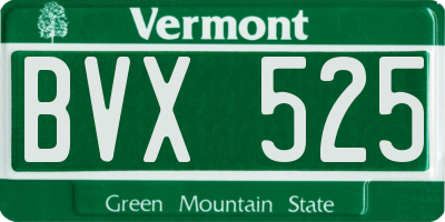 VT license plate BVX525
